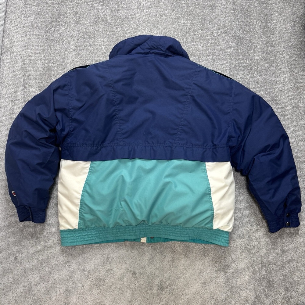Vintage 80's 90's Mens Large Ski Jacket Down Filled Coat Inside Edge Blue Teal - Picture 15 of 16